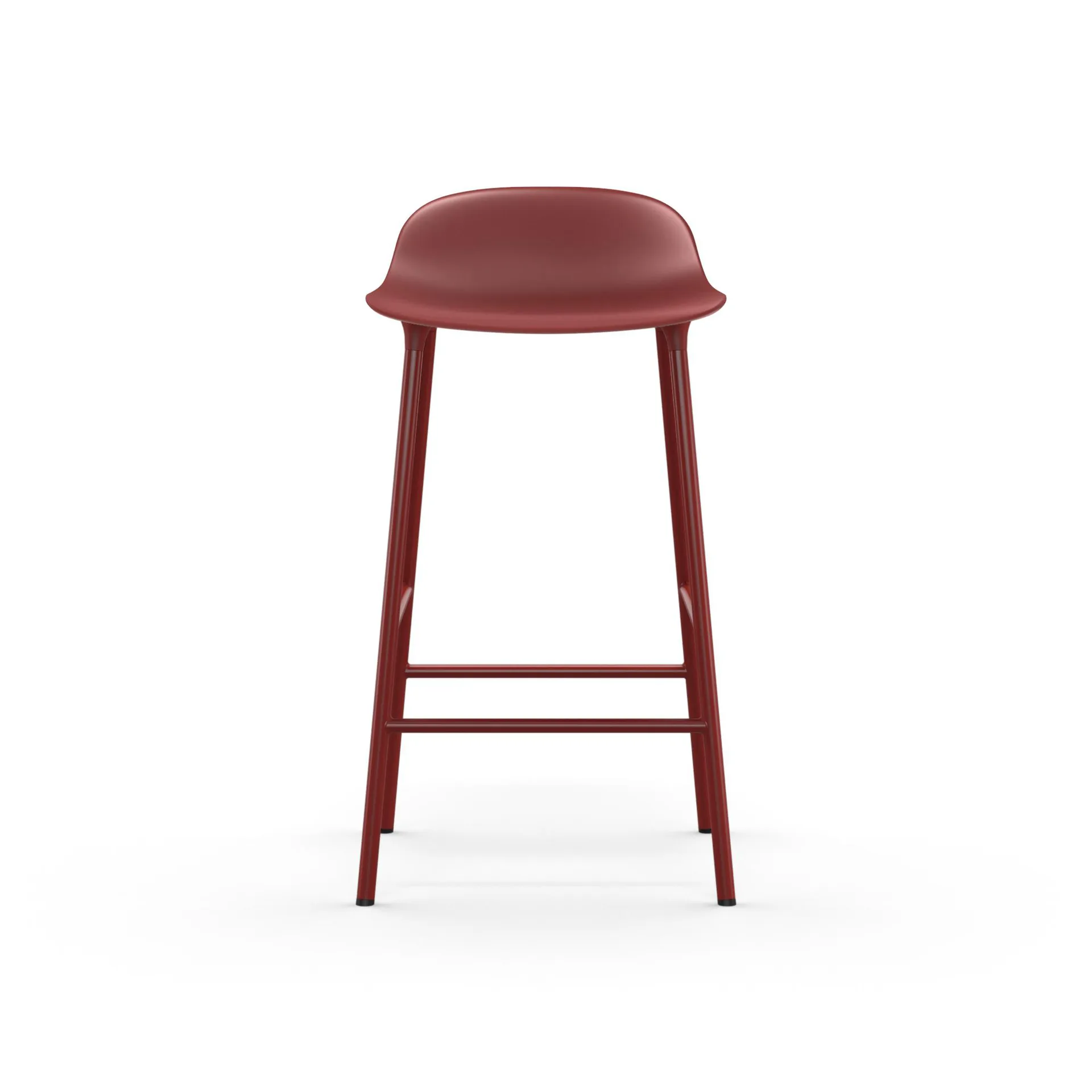 Taburete bar Form bajo, Red, patas de acero en rojo lacado Normann Copenhagen