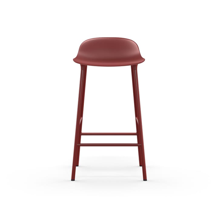 Taburete bar Form bajo, Red, patas de acero en rojo lacado Normann Copenhagen