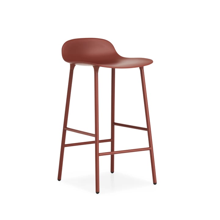 Taburete bar Form bajo - Red, patas de acero en rojo lacado - Normann Copenhagen