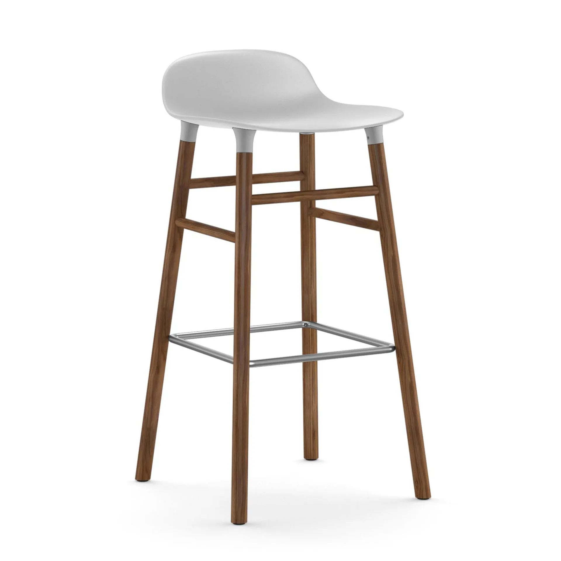 Taburete de bar con patas de nogal Form, blanco Normann Copenhagen