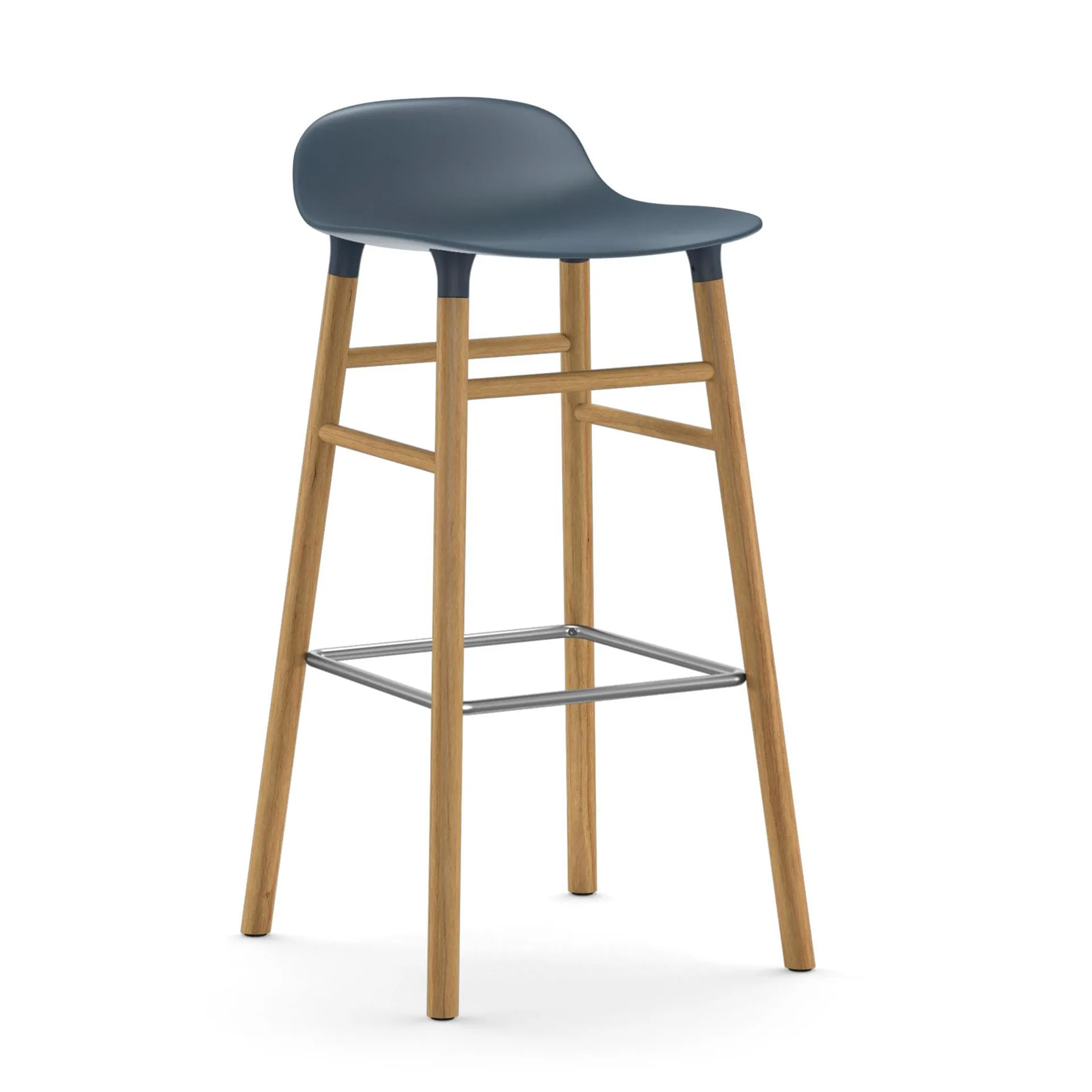 Taburete de bar Form Chair con patas de roble, azul Normann Copenhagen