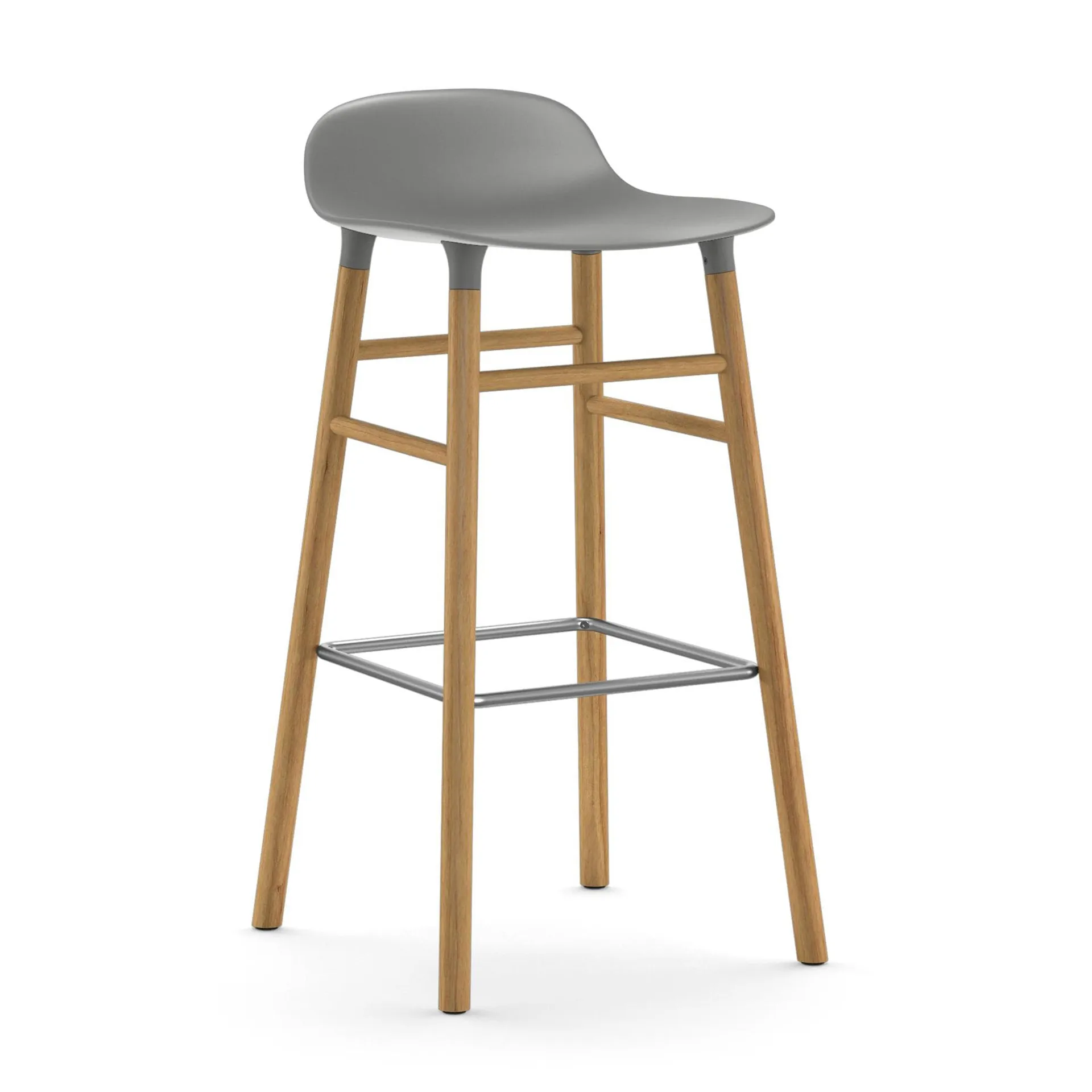 Taburete de bar Form Chair con patas de roble, gris Normann Copenhagen