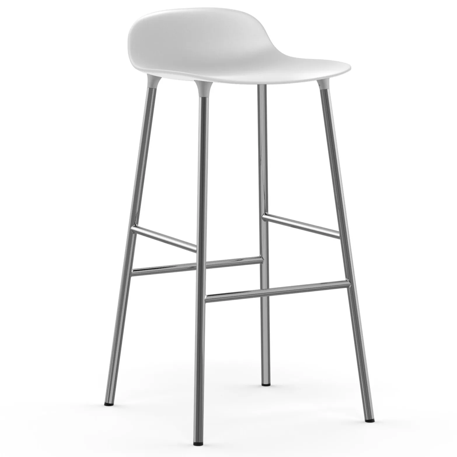 Taburete de bar Form patas cromadas 75 cm, blanco Normann Copenhagen