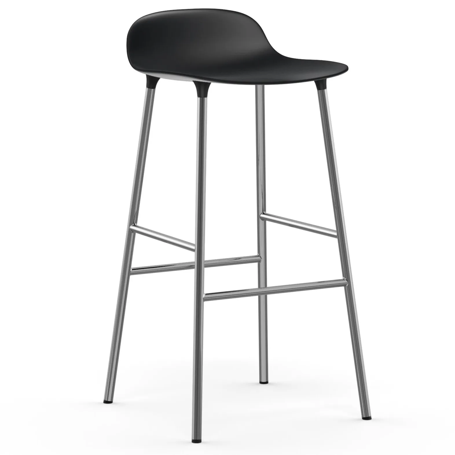 Taburete de bar Form patas cromadas 75 cm, negro Normann Copenhagen