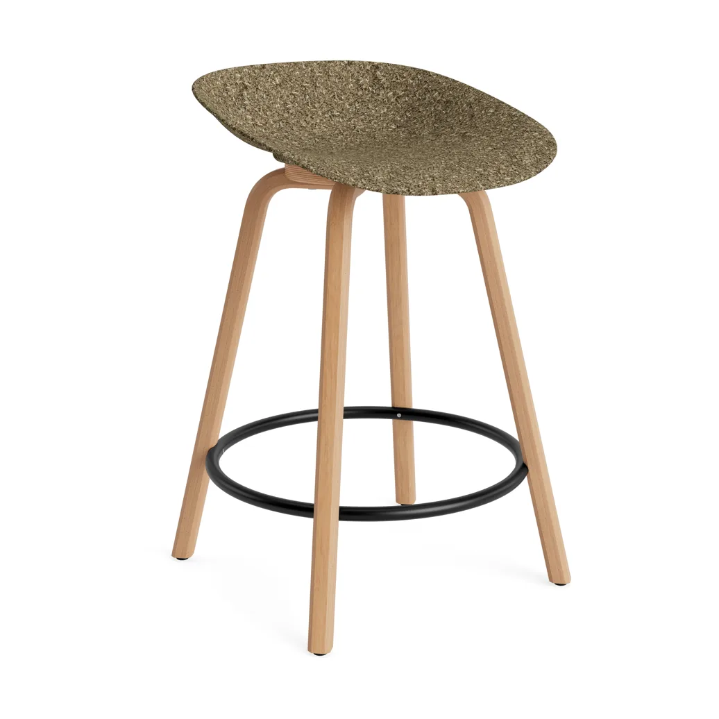 Taburete de bar Mat Barstool 65 cm, Seaweed-haya-acero negro Normann Copenhagen