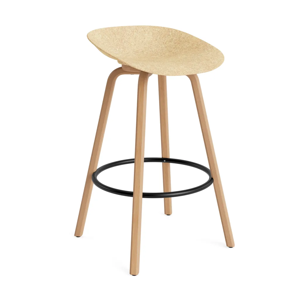 Taburete de bar Mat Barstool 75 cm, Hemp-beech-black steel Normann Copenhagen