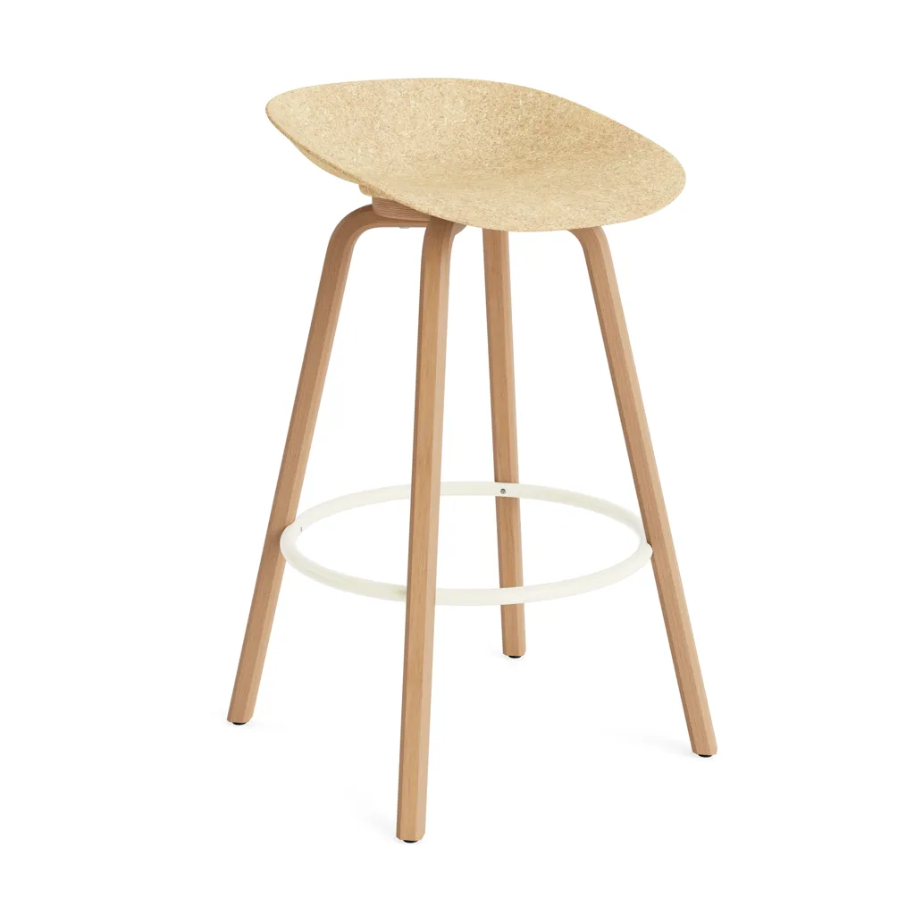 Taburete de bar Mat Barstool 75 cm, Hemp-beech-cream steel Normann Copenhagen