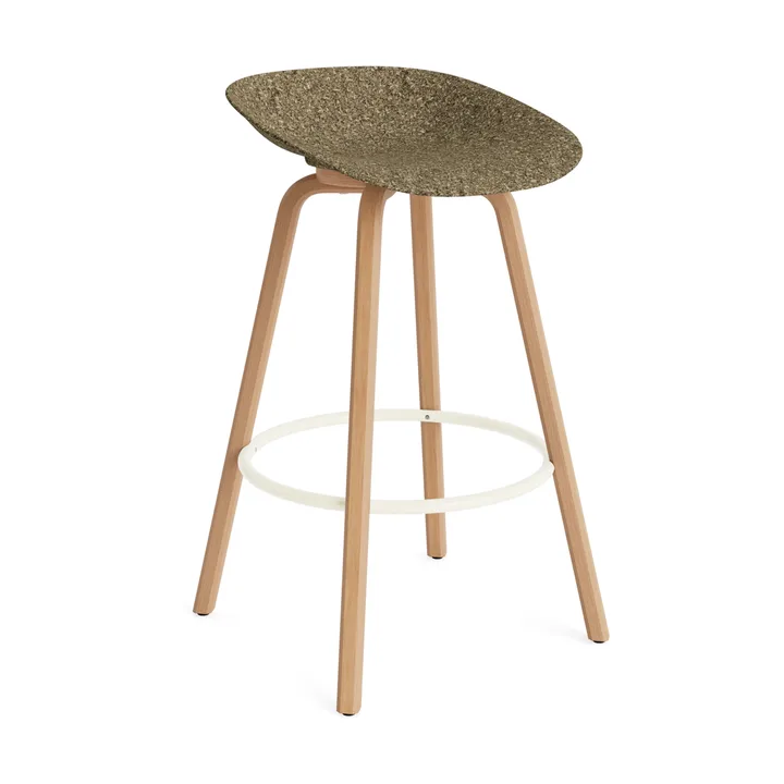 Taburete de bar Mat Barstool 75 cm - Seaweed-beech-cream steel - Normann Copenhagen