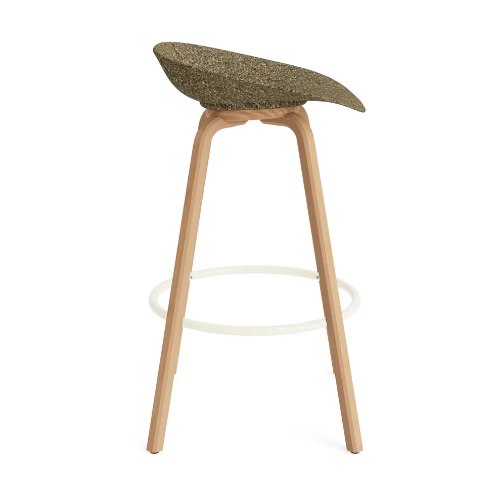 Taburete de bar Mat Barstool 75 cm, Seaweed-beech-cream steel Normann Copenhagen
