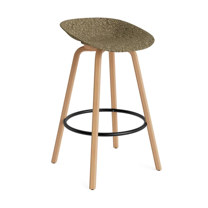 Taburete de bar Mat Barstool 75 cm - Seaweed-haya-acero negro - Normann Copenhagen