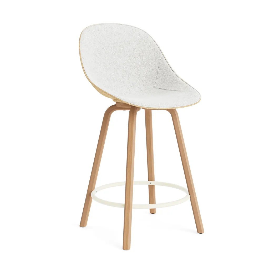 Taburete Mat Bar Chair con frente tapizado 65 cm, Hallingdal 110-hemp-haya-acero color crema Normann Copenhagen