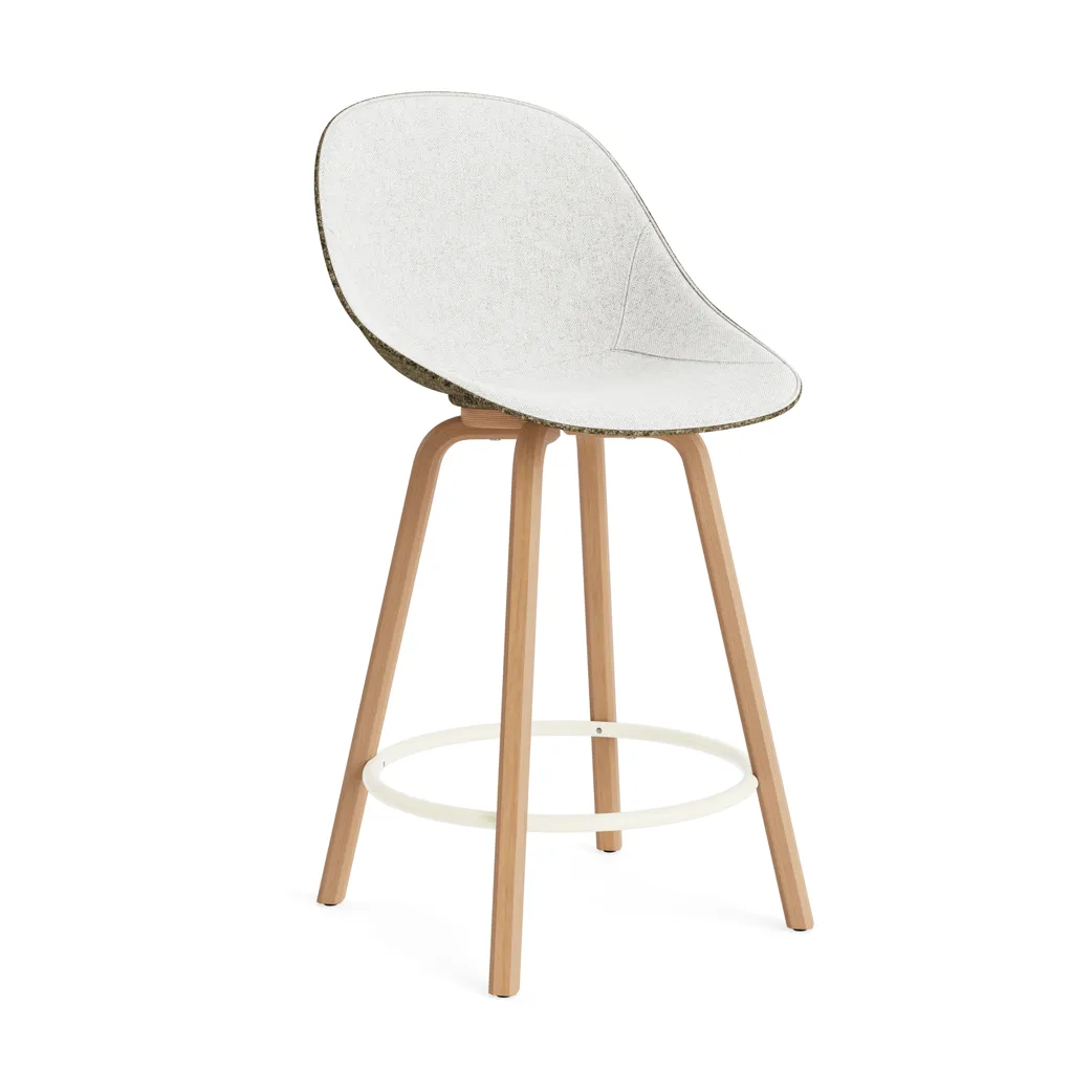Taburete Mat Bar Chair con frente tapizado 65 cm, Hallingdal 110-seaweed-haya-acero color crema Normann Copenhagen