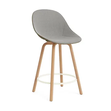 Taburete Mat Bar Chair con frente tapizado 65 cm - Remix 133-seaweed-haya-acero color crema - Normann Copenhagen