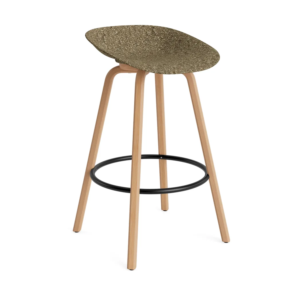 Taburete Mat Barstool 75 cm, Seaweed-beech-black steel Normann Copenhagen