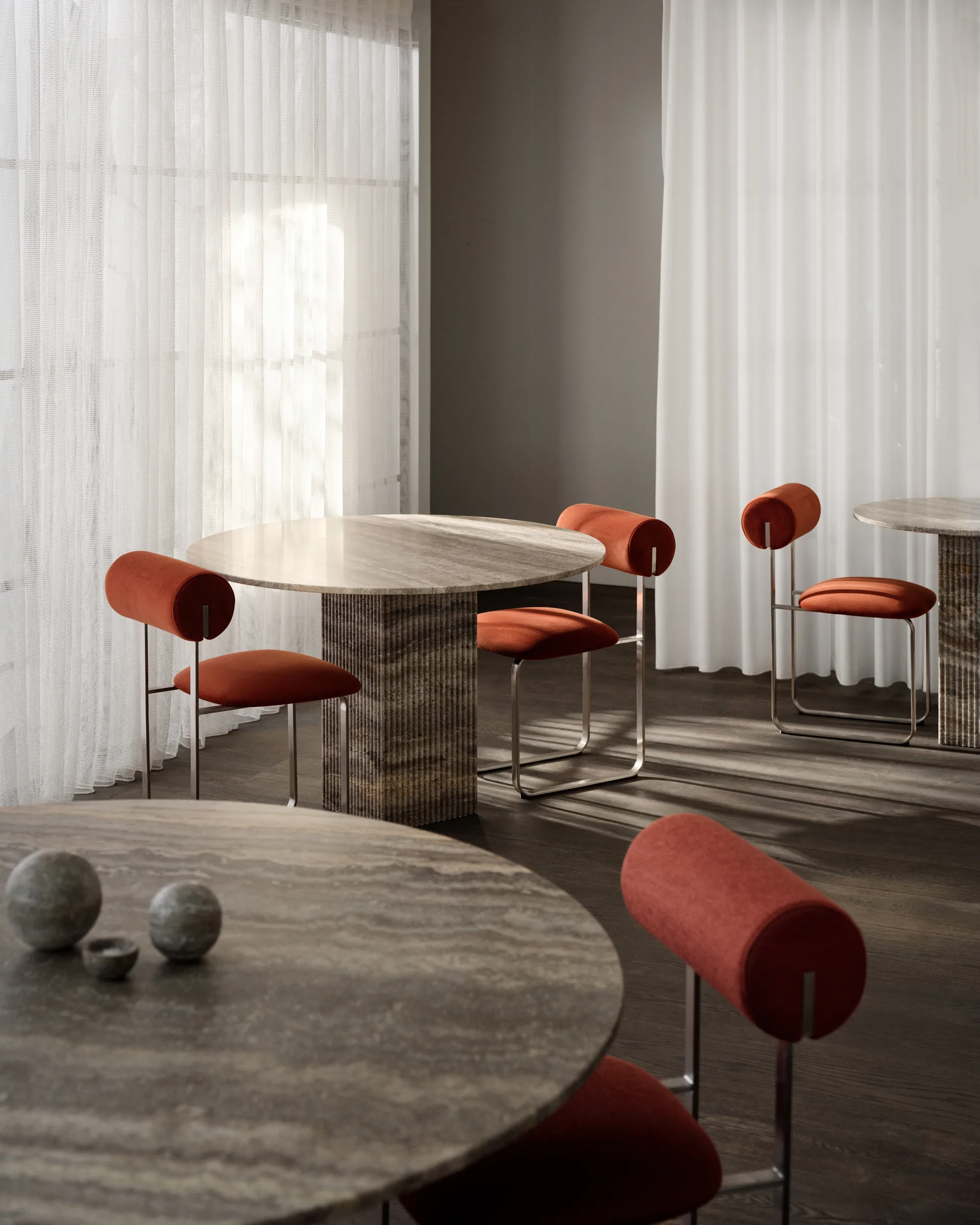 Mesa de comedor Soho, Tufo beige, Ø140×70 cm NORR11