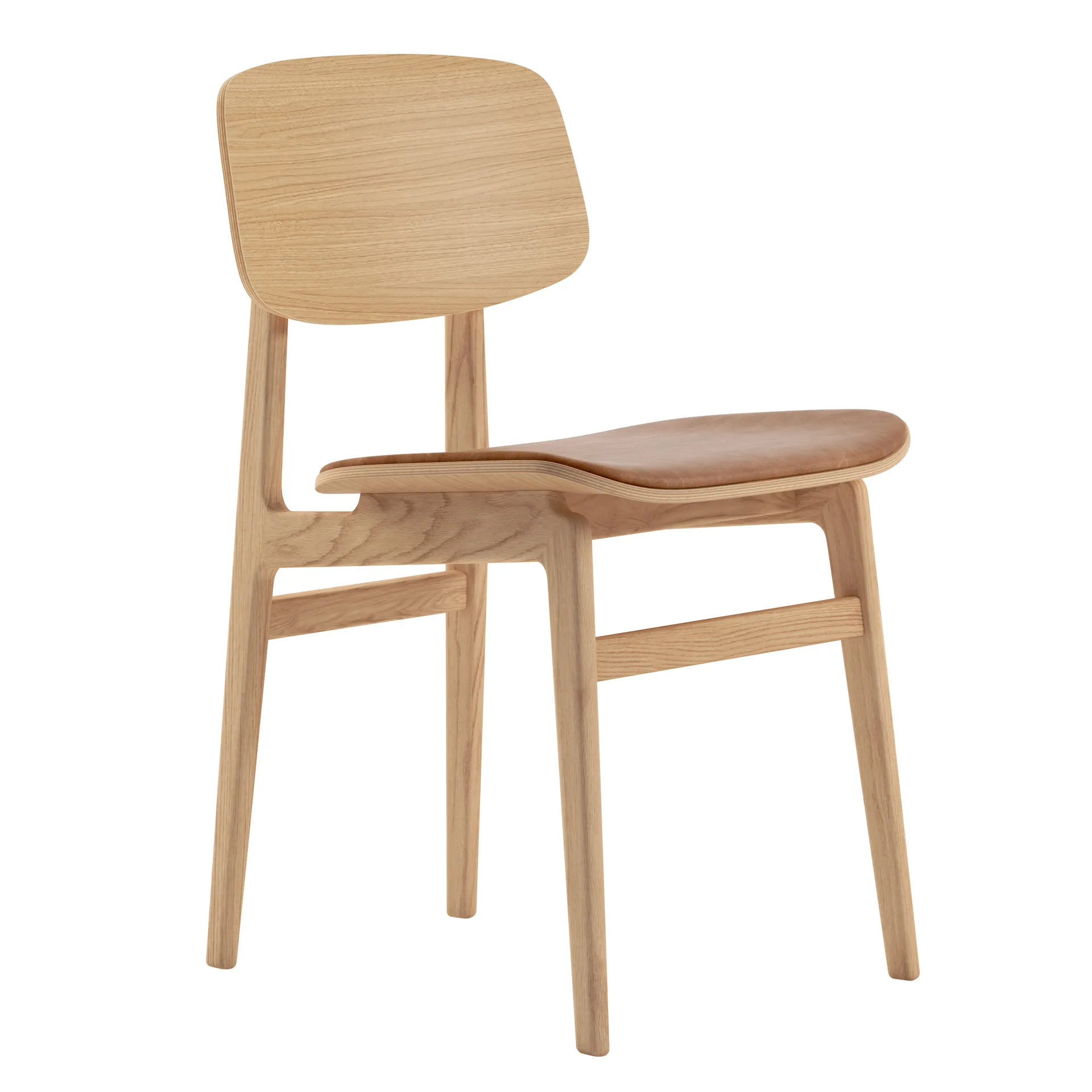 Silla de roble con asientos de cuero NY11, Dunes camel NORR11