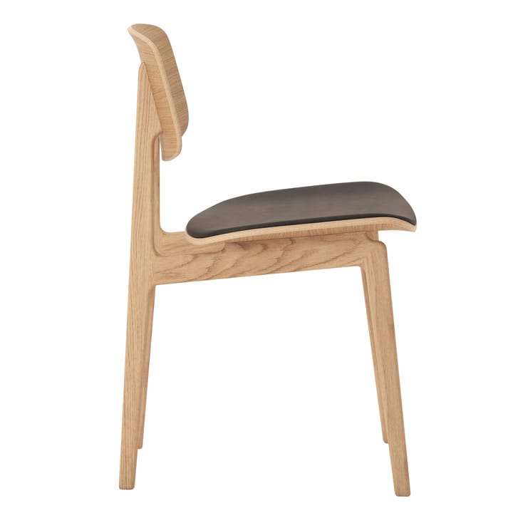 Silla de roble con asientos de cuero NY11, Dunes dark brown NORR11
