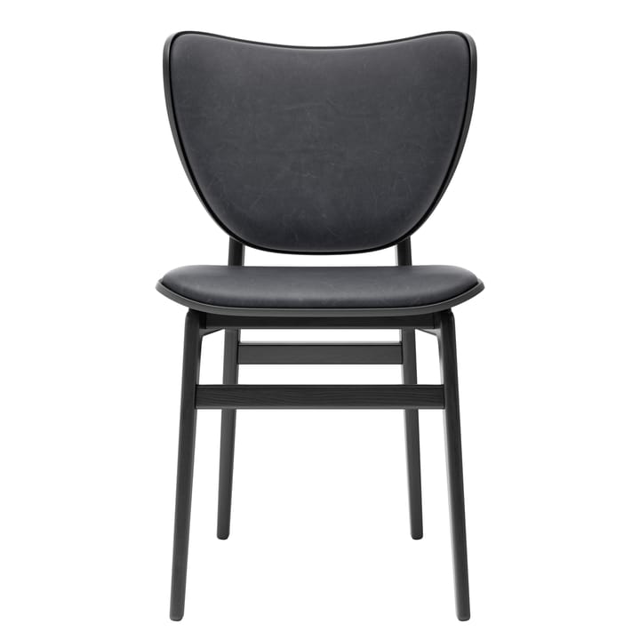 Silla Elephant con asiento de cuero y base de roble teñido de negro, Dunes anthracite NORR11
