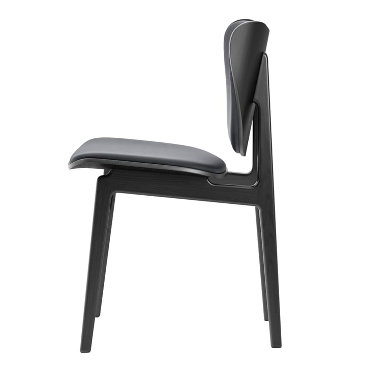 Silla Elephant con asiento de cuero y base de roble teñido de negro, Dunes anthracite NORR11
