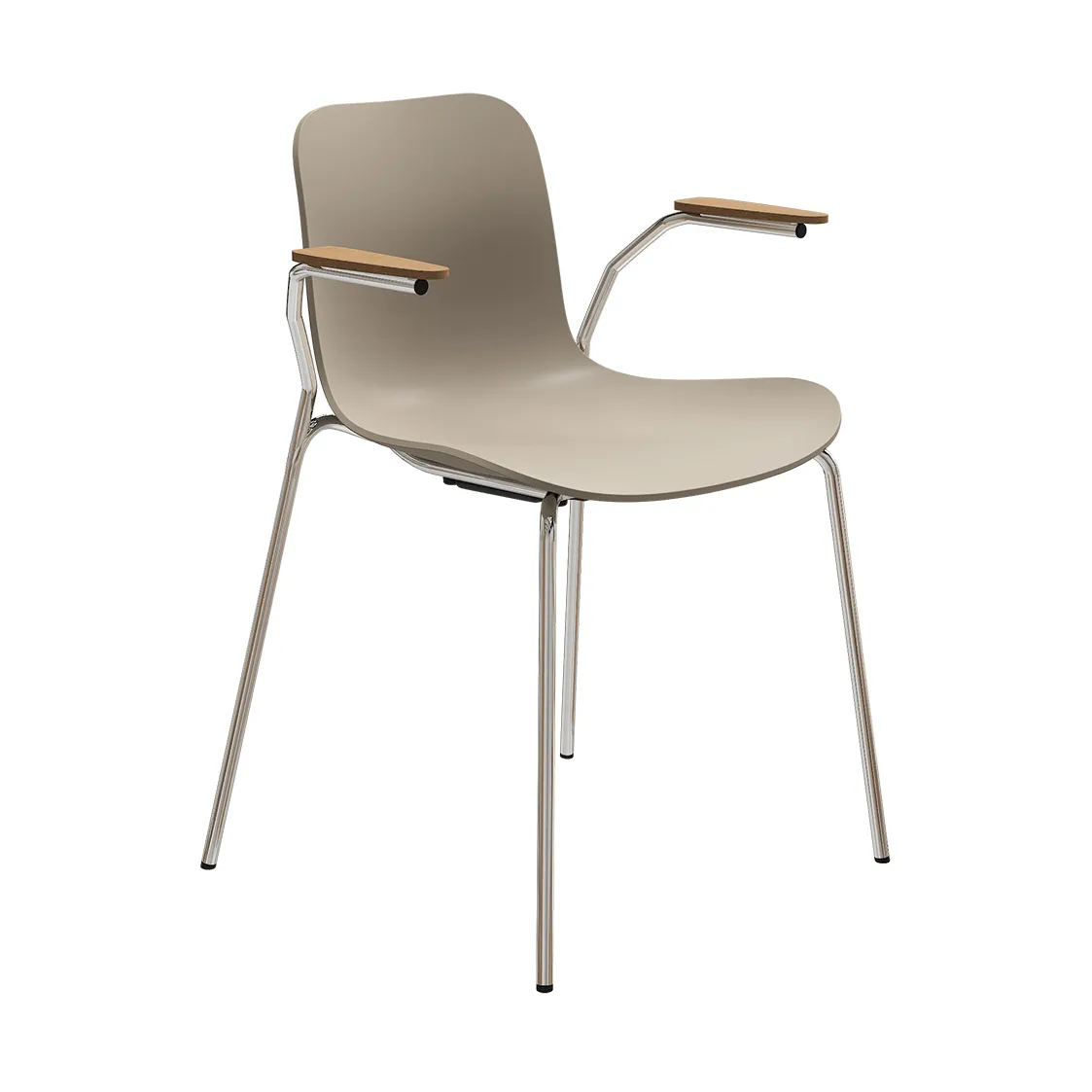 Silla Langue con reposabrazos, Gris cálido-estructura cromada, reposabrazos light smoke NORR11