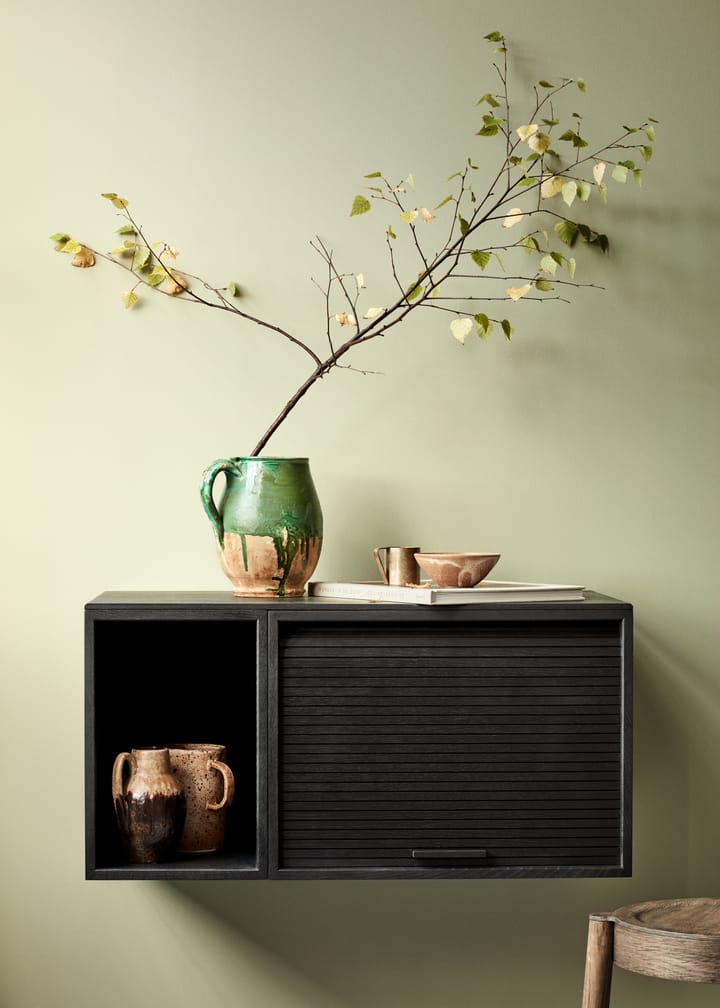Aparador con puerta de persiana Hifive, Roble pintado de negro Northern