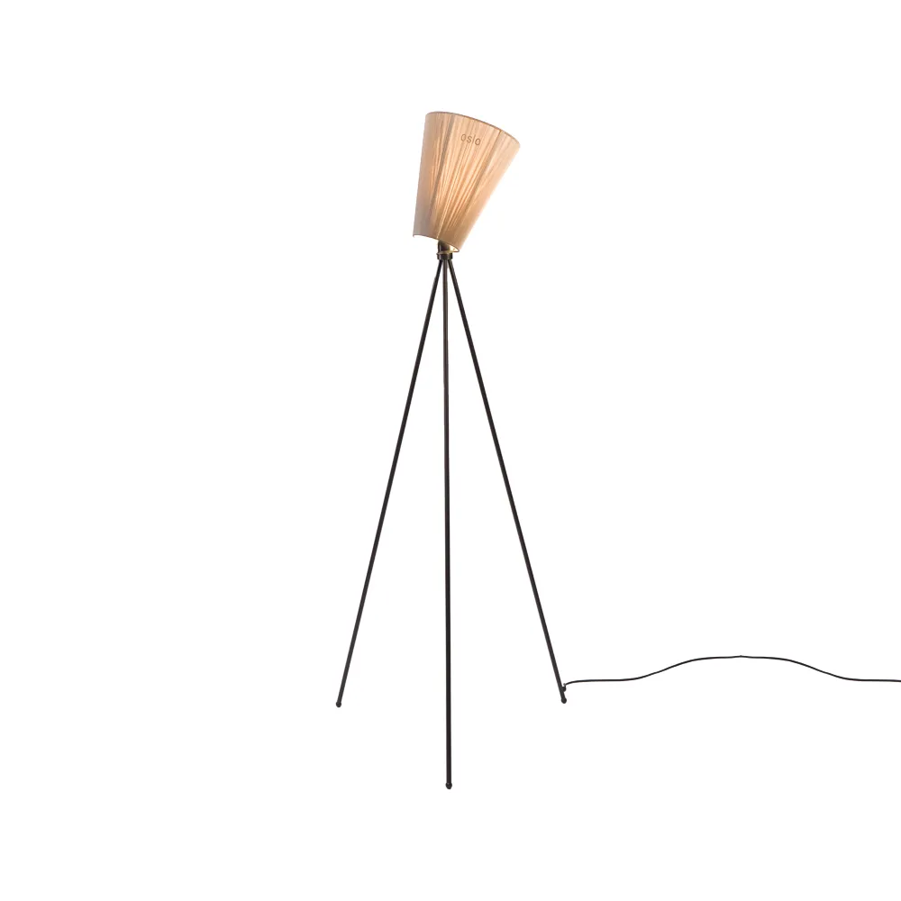 Lámpara de pie Oslo Wood, Beige, base negro mate Northern