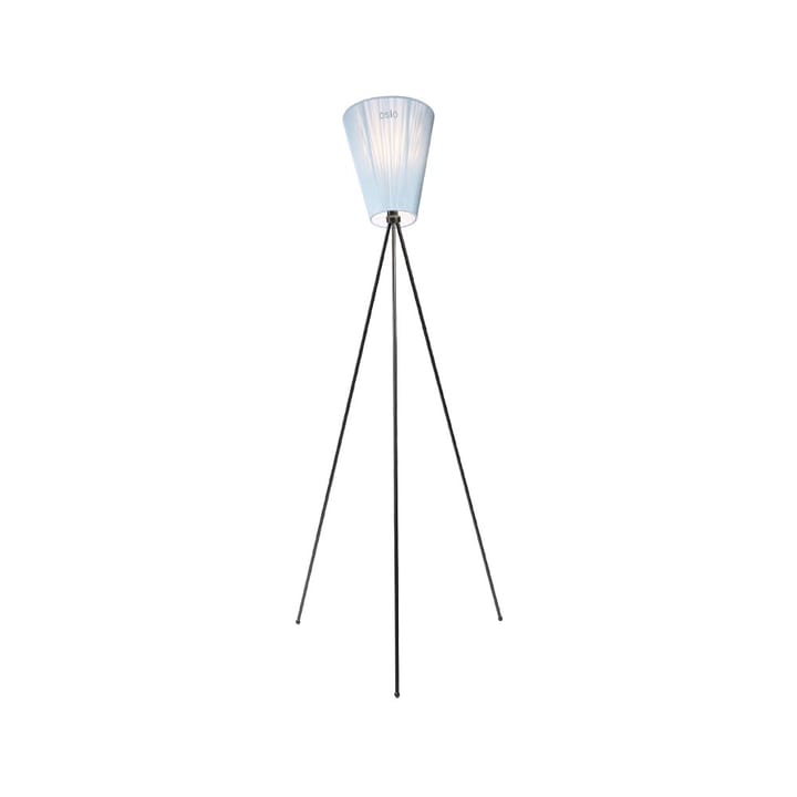Lámpara de pie Oslo Wood - Light blue, base negro mate - Northern