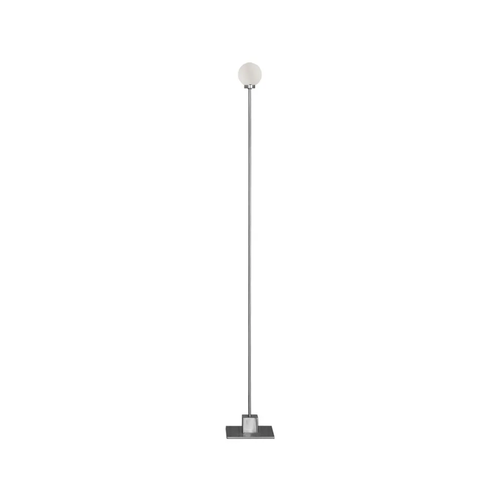 Lámpara de pie Snowball, Steel, vidrio opal blanco Northern