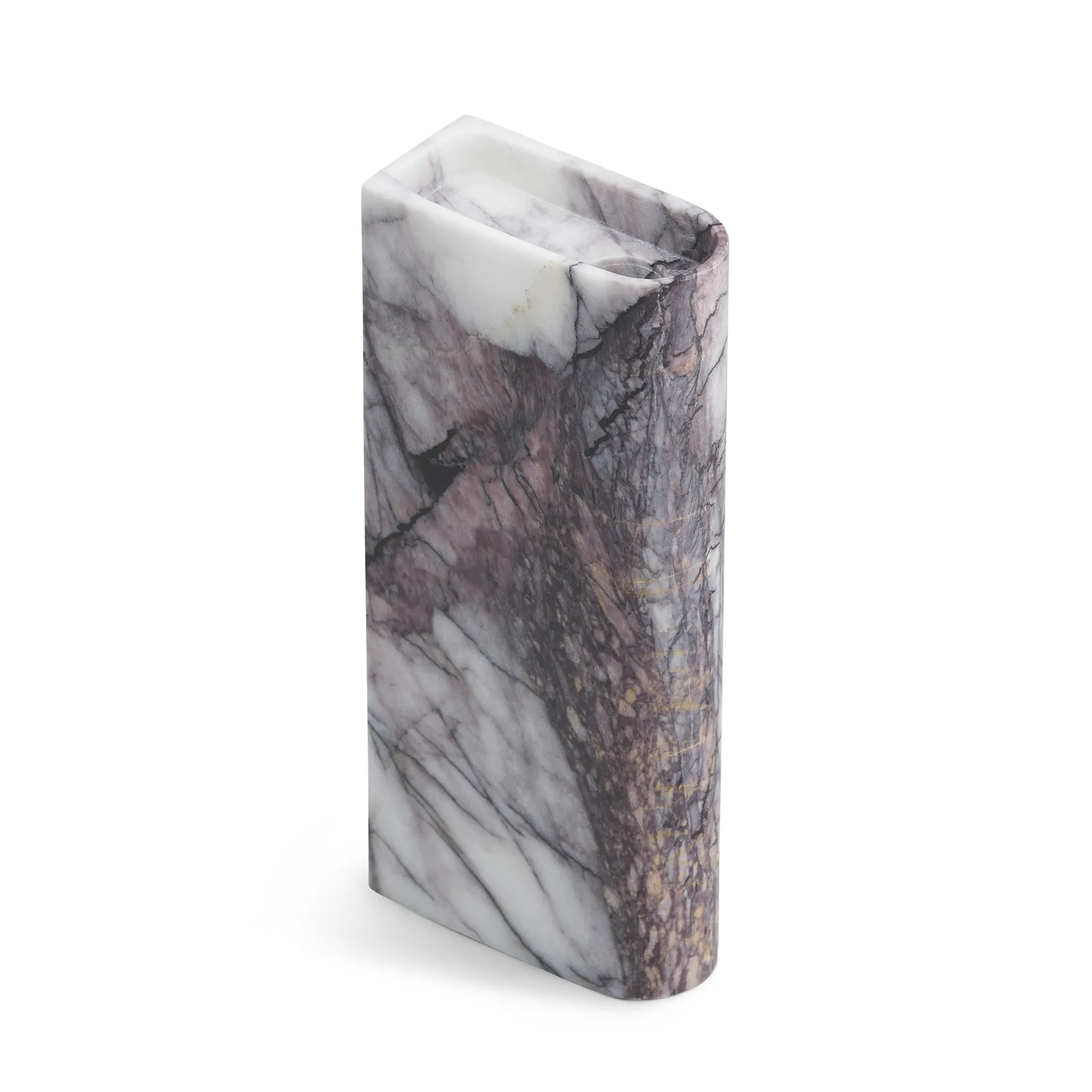 Portavelas Monolith tall, Mixed white marble Northern