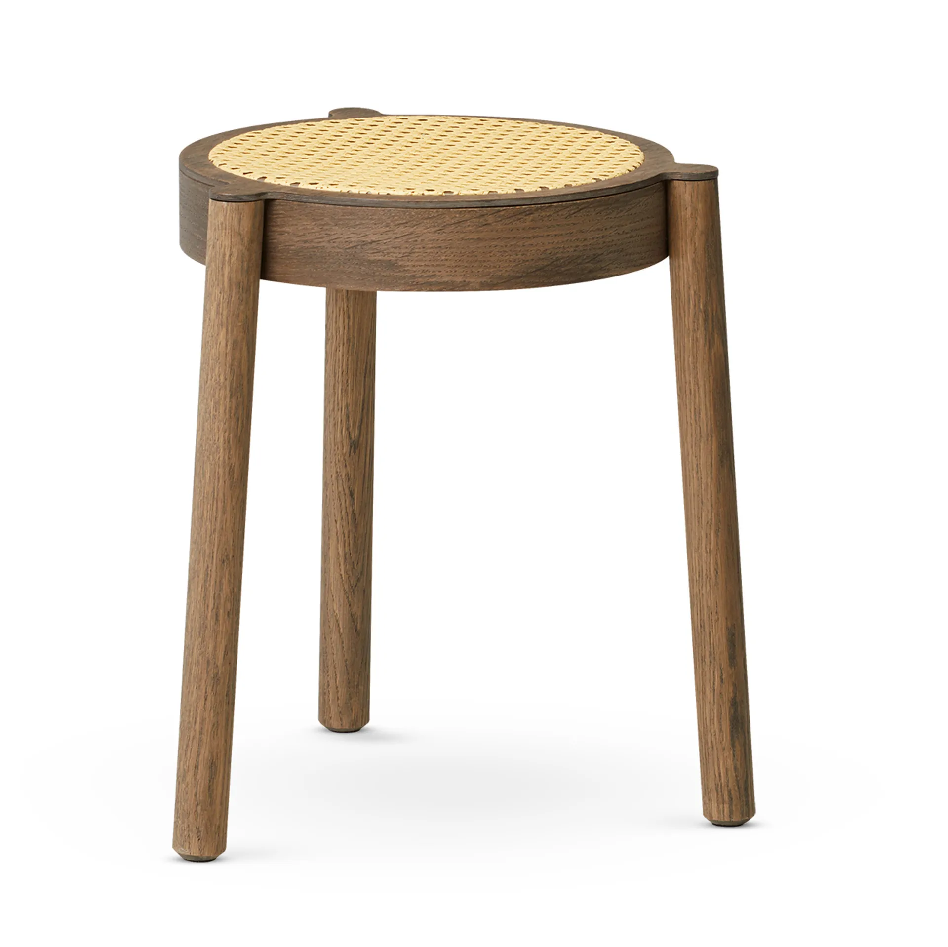 Taburete con asiento de ratán Pal, roble oscuro Northern