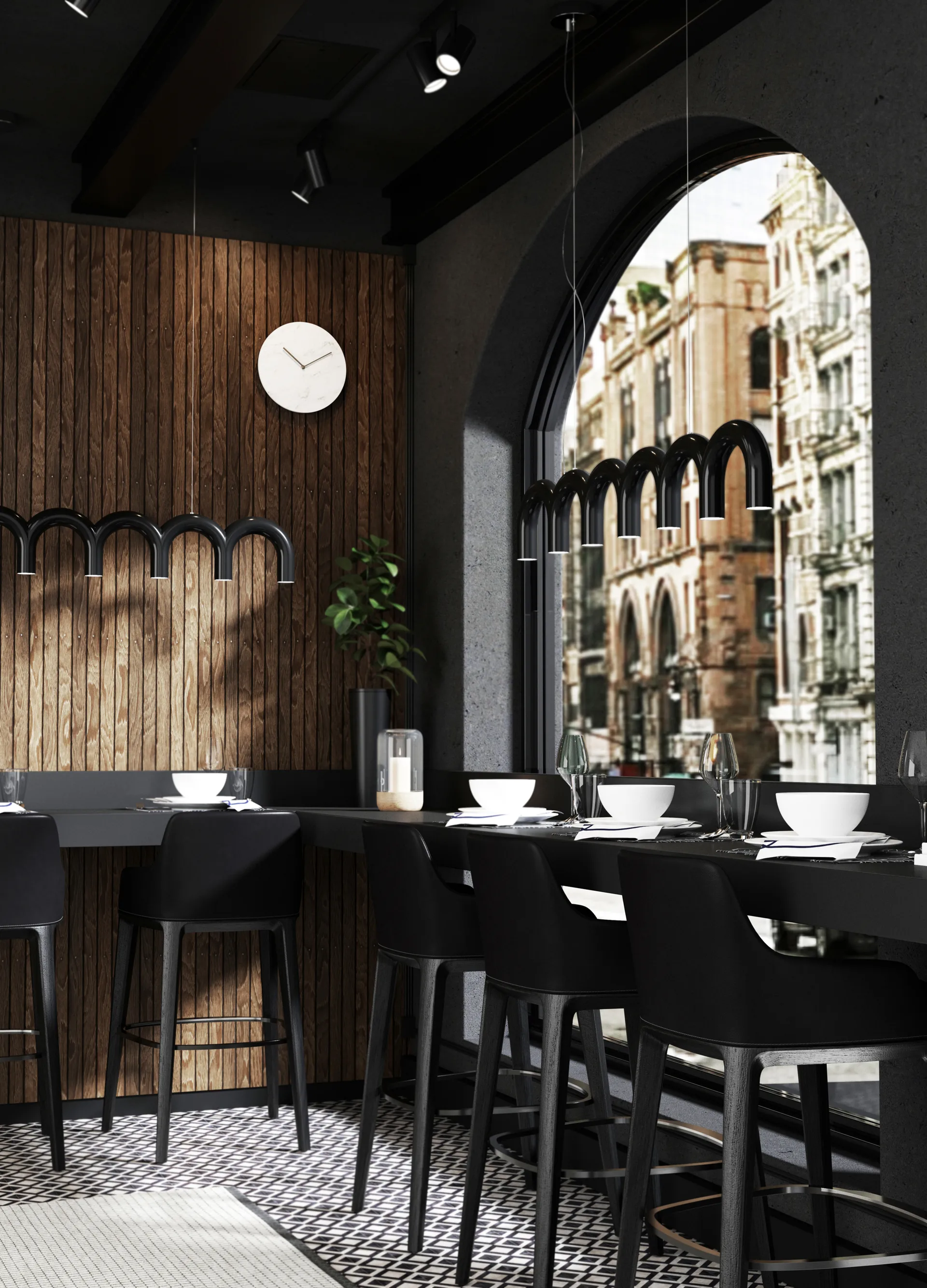 Lámpara colgante Arch 125,6 cm, Black Oblure