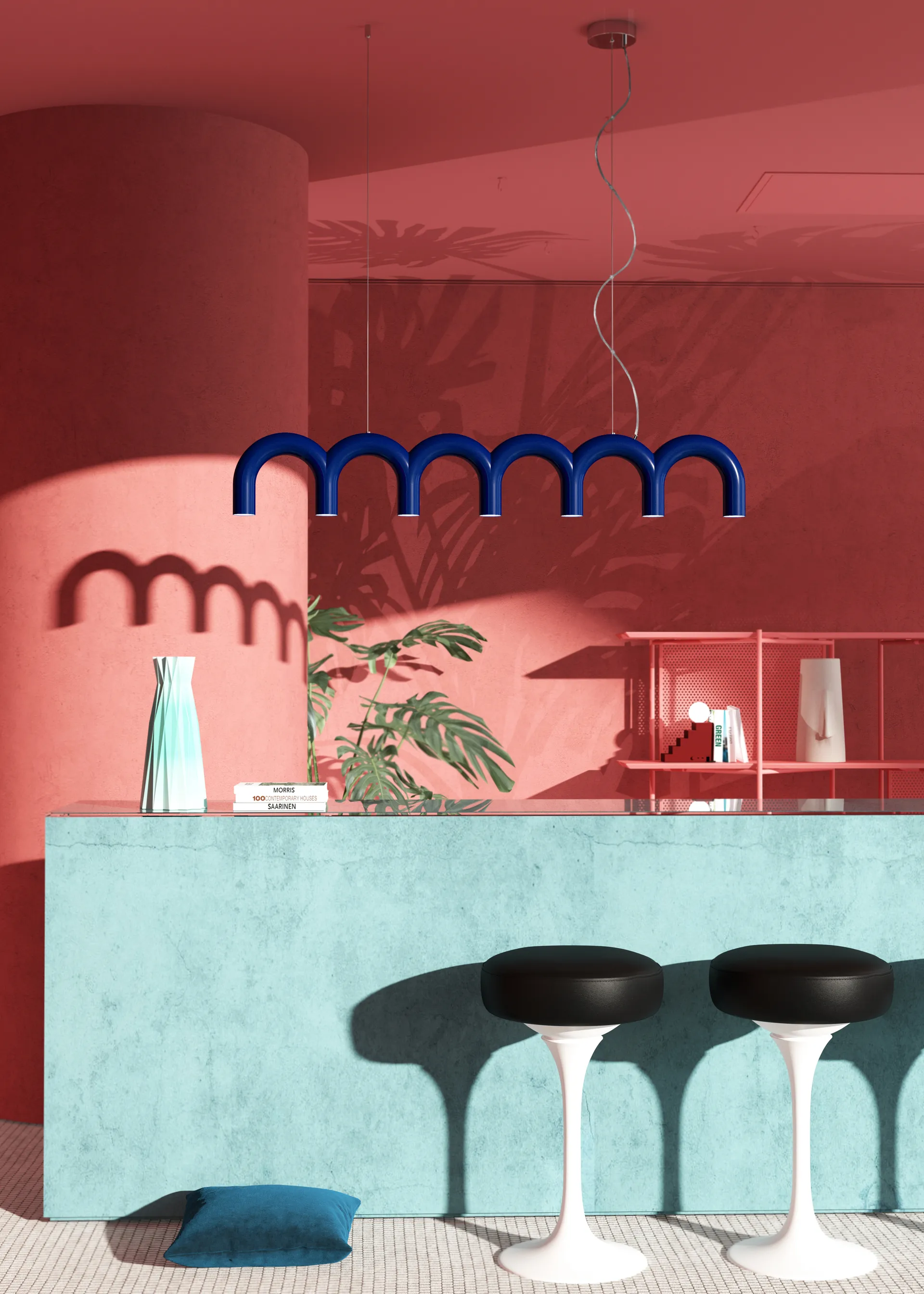 Lámpara colgante Arch 125,6 cm, Blue Oblure