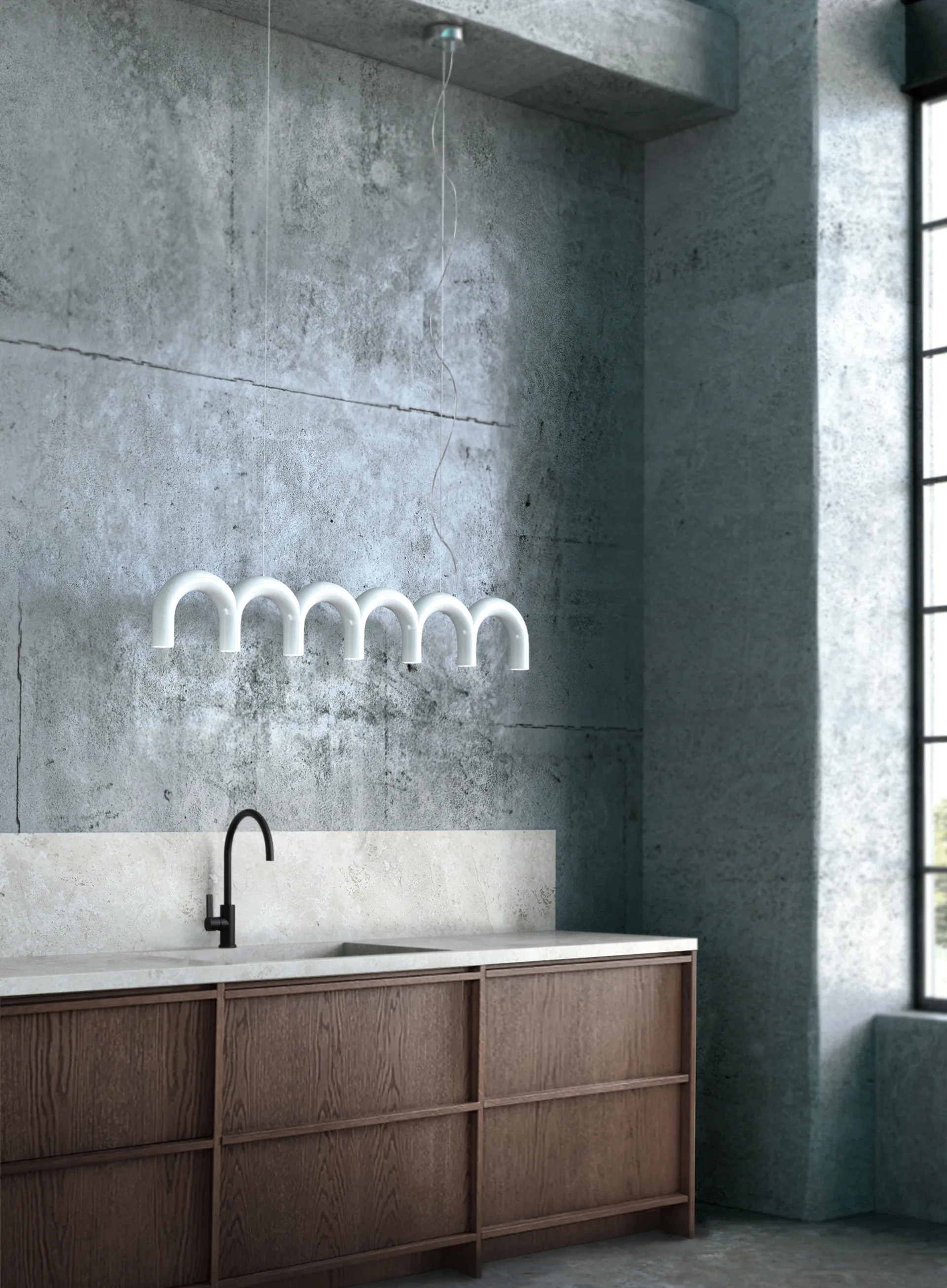 Lámpara colgante Arch 125,6 cm, White Oblure