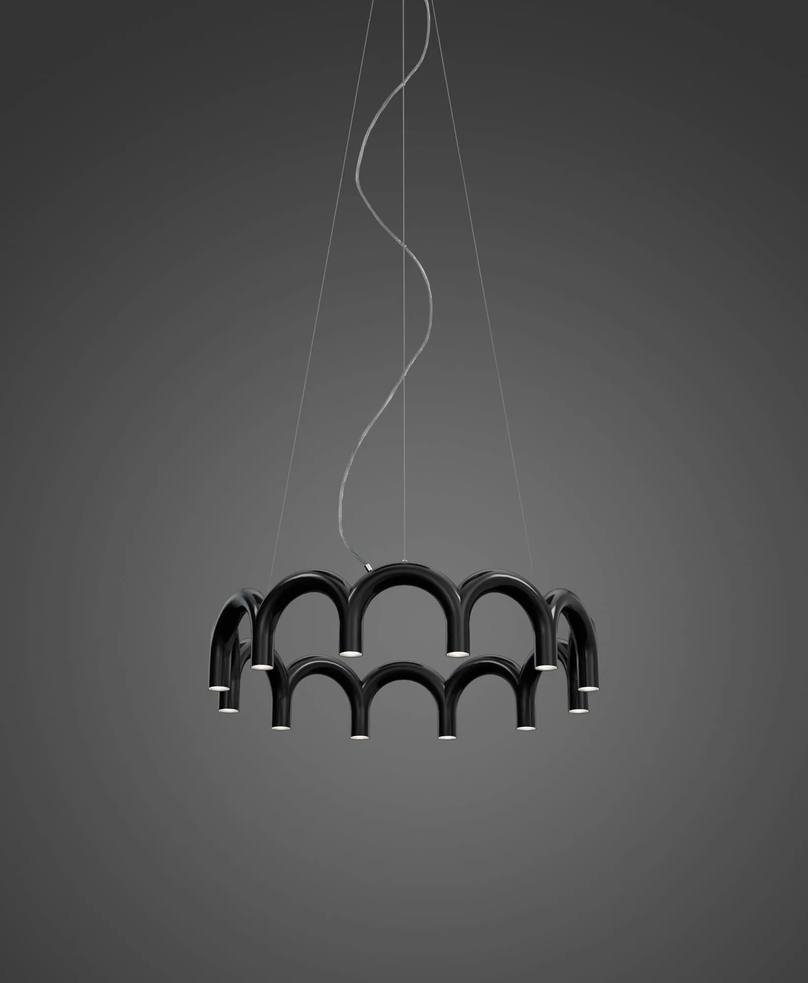 Lámpara colgante Arch circle, Black, Ø98 cm Oblure