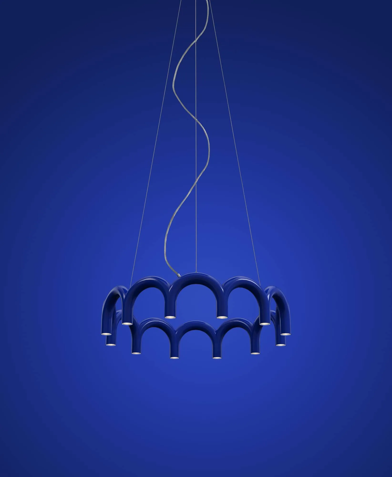 Lámpara colgante Arch circle, Blue, Ø98 cm Oblure