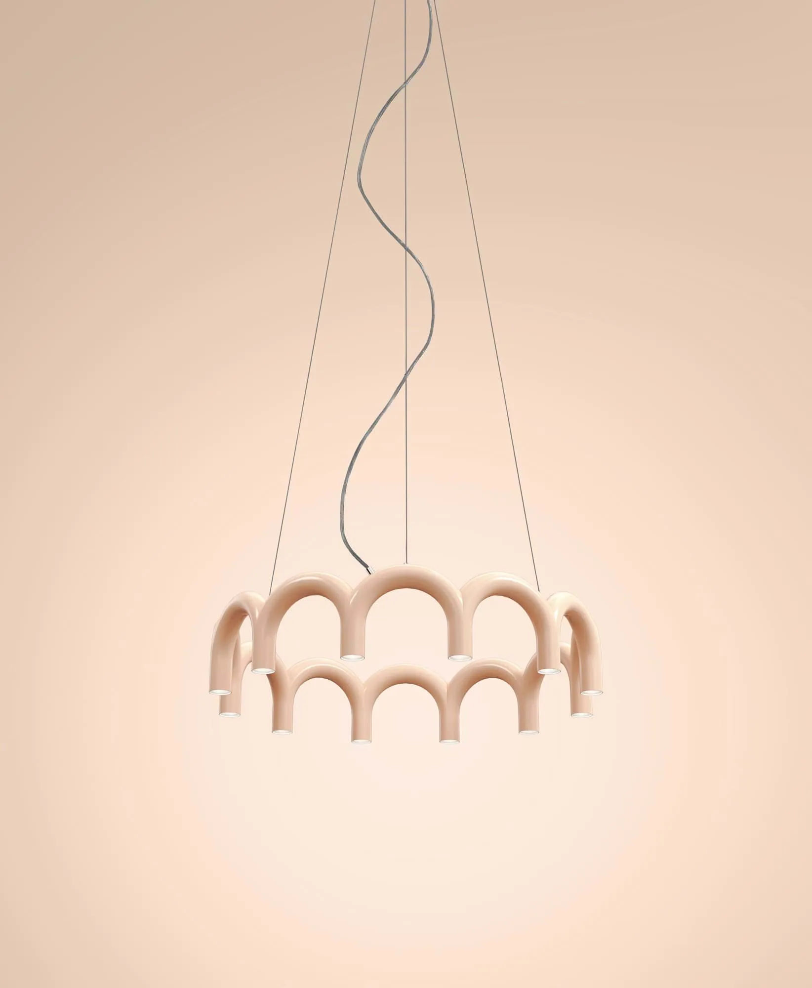 Lámpara colgante Arch circle, Nude, Ø98 cm Oblure