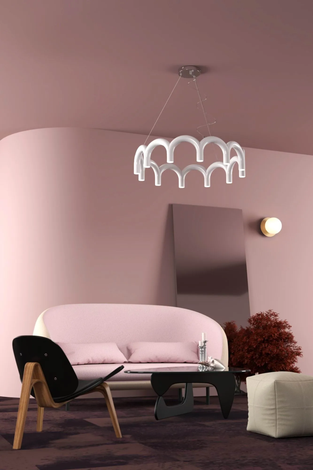 Lámpara colgante Arch circle, White, Ø98 cm Oblure