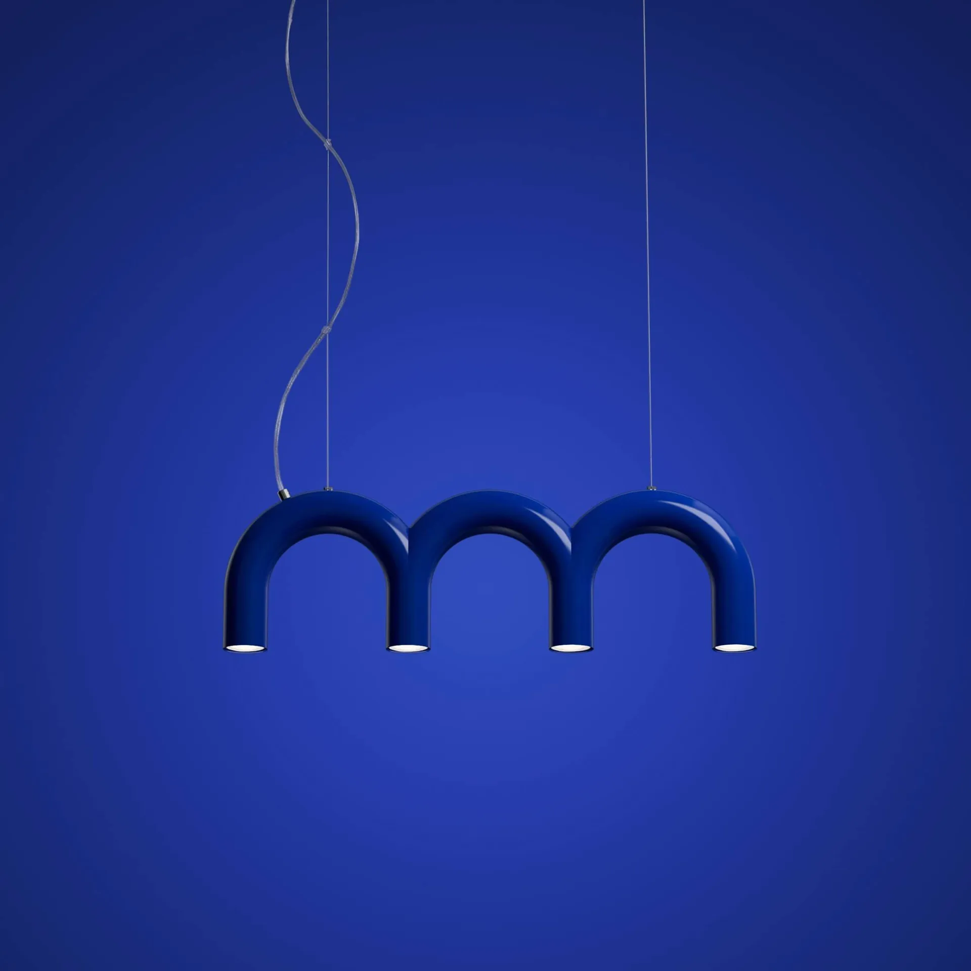 Lámpara colgante Arch Triplette, Blue, 65,6 cm Oblure