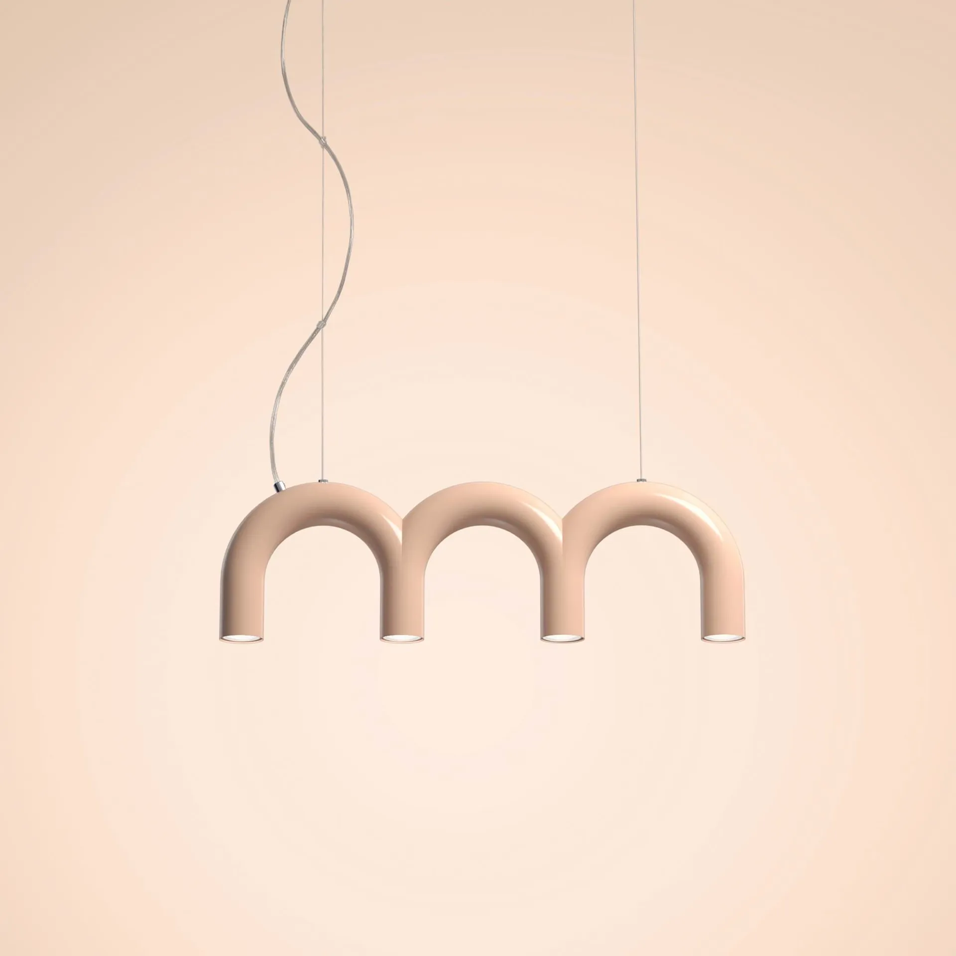 Lámpara colgante Arch Triplette, Nude, 65,6 cm Oblure