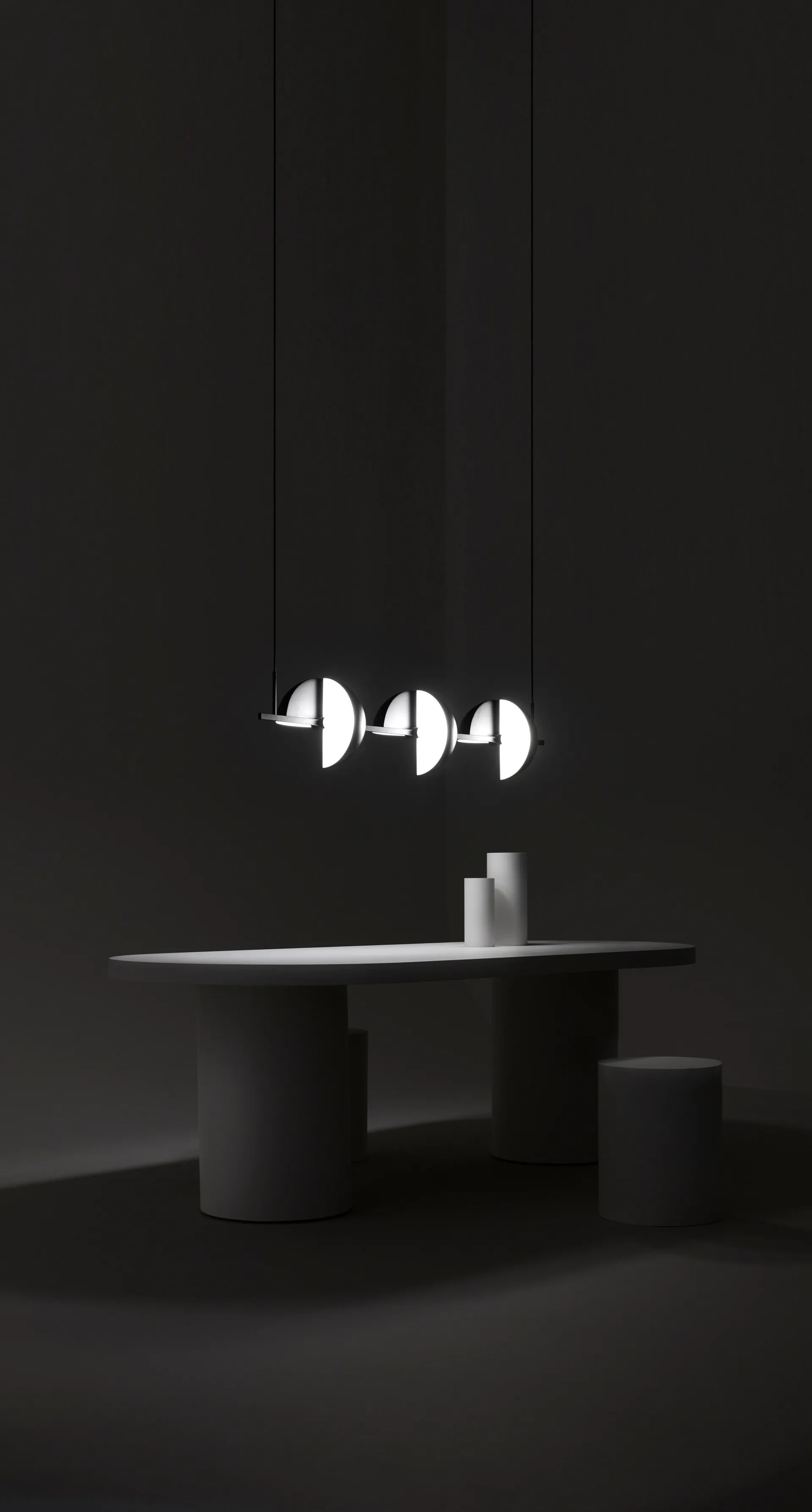 Lámpara colgante Trapeze triplette 140 cm, Black Oblure