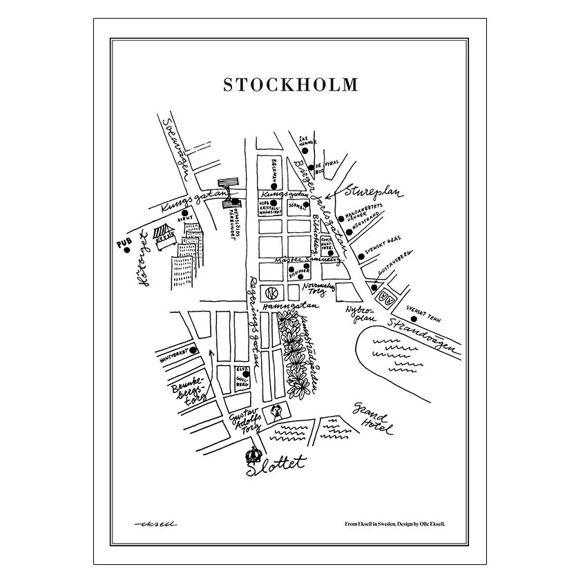 Póster Stockholm, 50 x 70 cm Olle Eksell