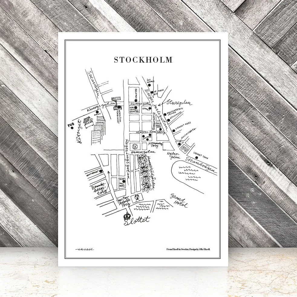Póster Stockholm, 50 x 70 cm Olle Eksell