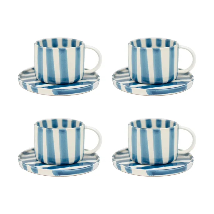 Taza con plato Monica paquete de 4 - Azul - Olsson & Jensen