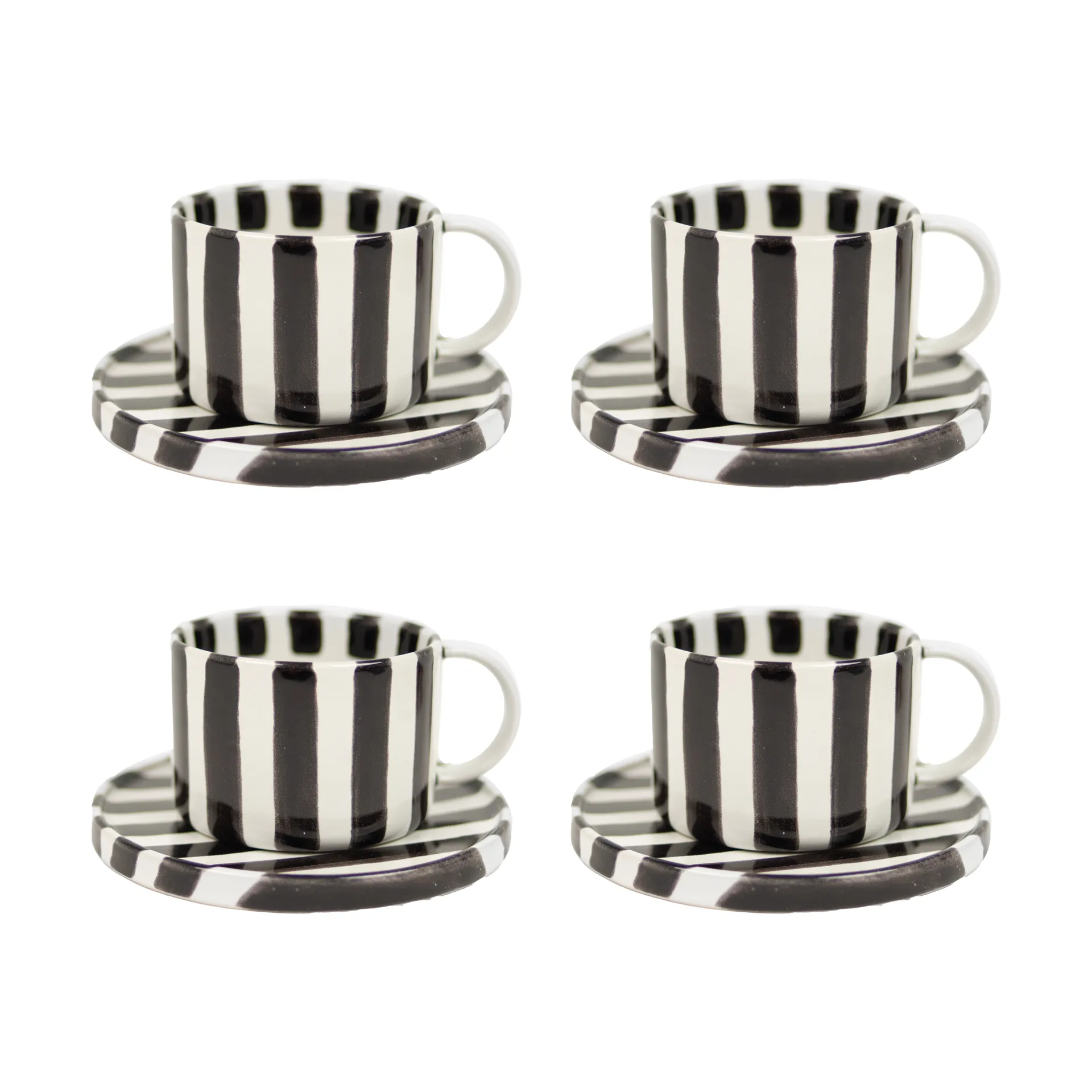 Taza con plato Monica paquete de 4 - Negro,  Olsson & Jensen