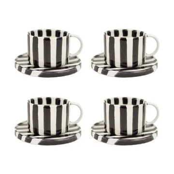 Taza con plato Monica paquete de 4 - Negro - Olsson & Jensen