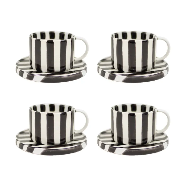 Taza con plato Monica paquete de 4 - Negro - Olsson & Jensen