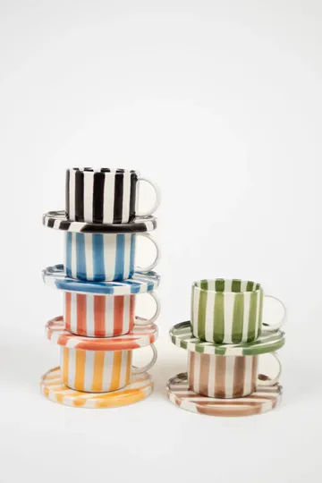 Taza con plato Monica paquete de 4 - Negro - Olsson & Jensen
