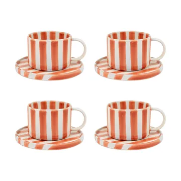 Taza con plato Monica paquete de 4 - Óxido - Olsson & Jensen