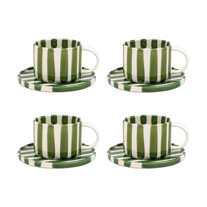 Taza con plato Monica paquete de 4 - Verde - Olsson & Jensen