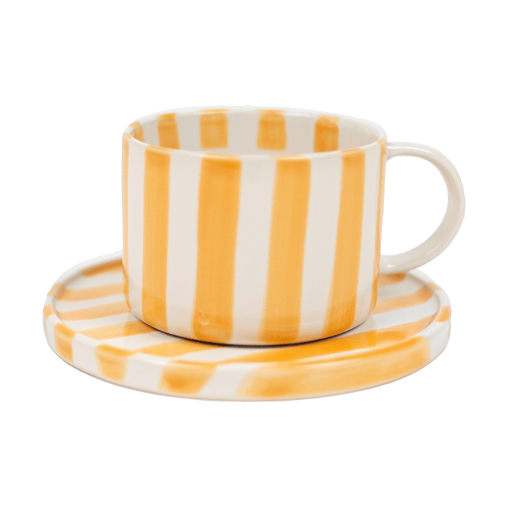 Taza y platillo Monica - Amarillo-blanco - Olsson & Jensen